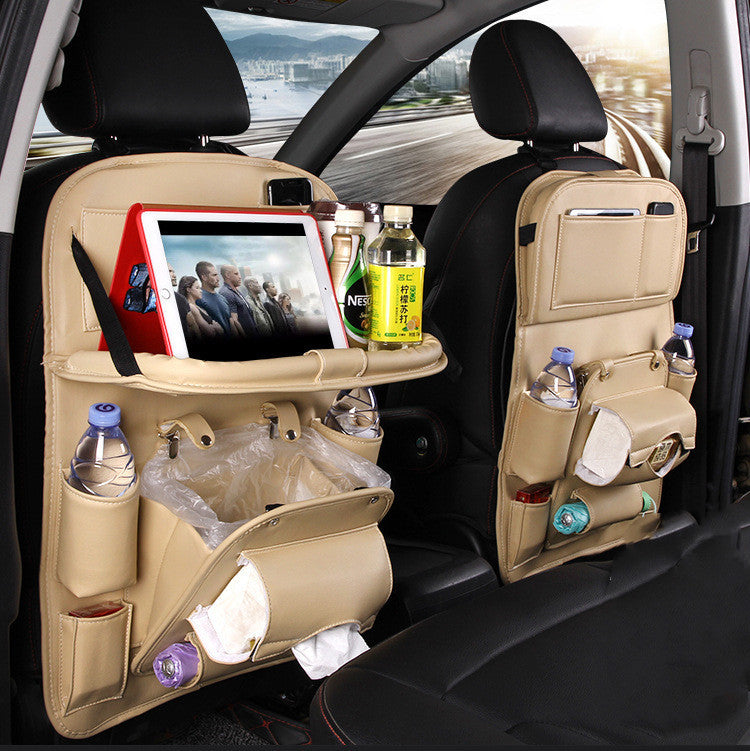 Leather Car Storage Seat Back & Tray