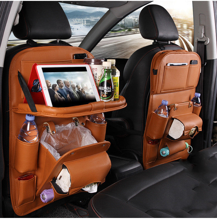 Leather Car Storage Seat Back & Tray