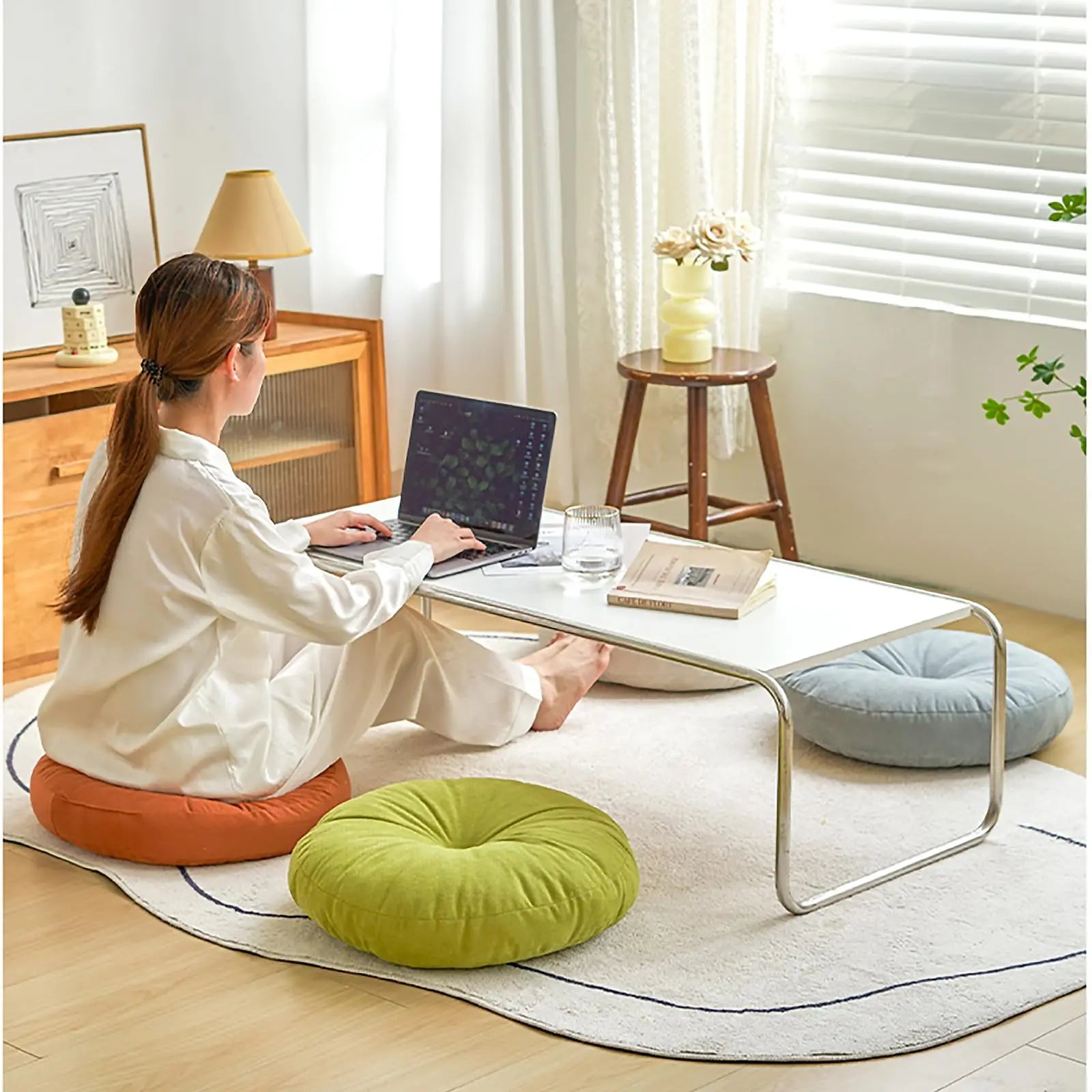 Round Chenille Meditation & Floor Seating Cushion - Nukindz